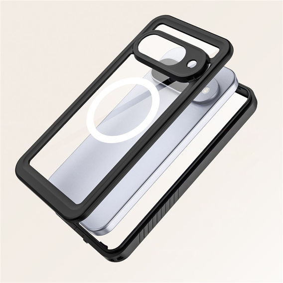 Etui Wodoodporne IP68 do Google Pixel 10, Redpepper, do MagSafe, przezroczyste z czarną ramką