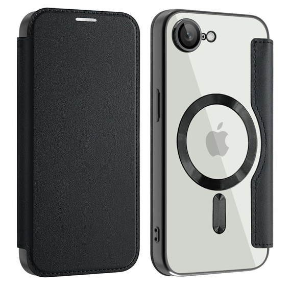Etui z klapką do iPhone 16E, RFID Wallet MagSafe z ochroną aparatu, czarne