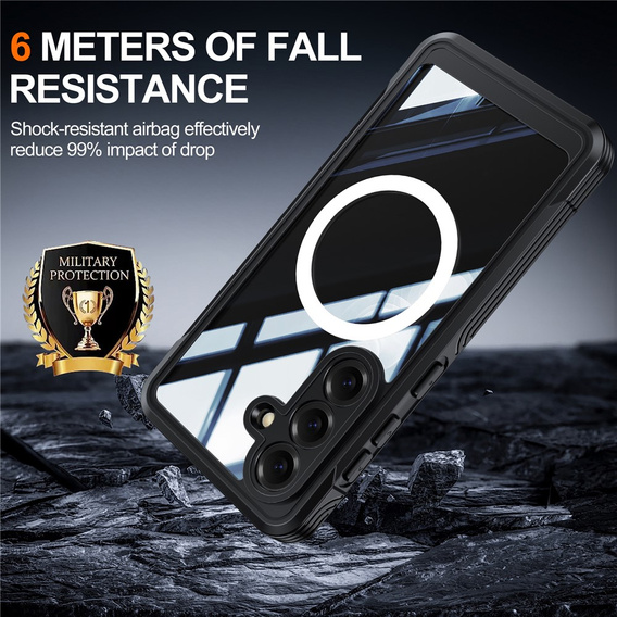 Etui do Samsung Galaxy S26 Plus, Shockproof, ze szkłem, do MagSafe, czarne