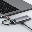 Baseus Metal Gleam Series 6-in-1 Multifunctional Type-C HUB (Type-C → HDMI*1 + USB 3.0*3 + PD*1 + RJ45*1) – szary
