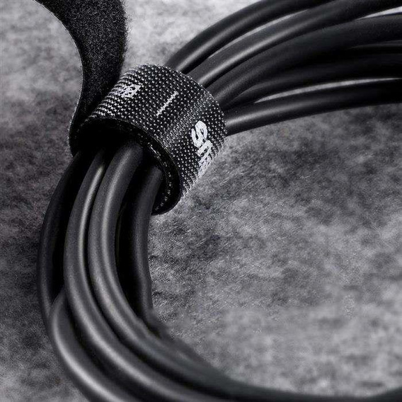 Baseus – organizer z taśmą rzepową do kabli 50 cm - czarny