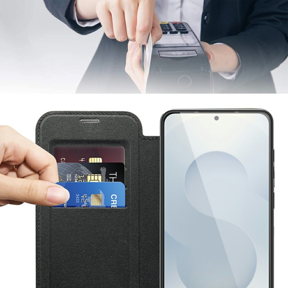 Etui skórzane do Samsung Galaxy S25 Edge – czarne, kompatybilne z MagSafe, z ochroną RFID