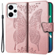 Etui z klapką do Xiaomi Poco F5, Butterfly, różowe rose gold