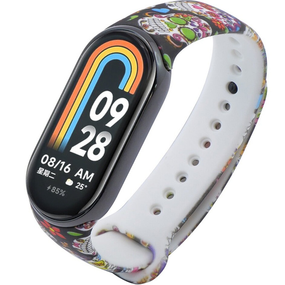 Pasek Silikonowy do Xiaomi Smart Band 10 / 9 / 8, Kolorowe czaszki