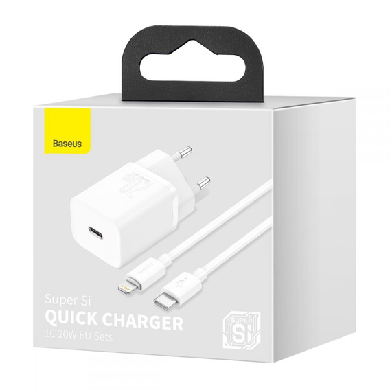 Baseus Super Si QUICK CHARGER PD20W Ładowarka + Kabel Lightning - White