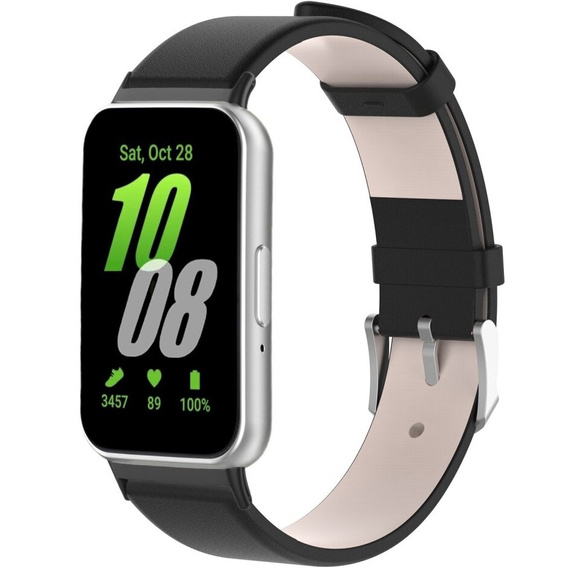 Pasek Skórzany do Samsung Galaxy Fit 3, Czarny