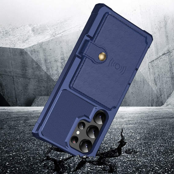 Etui do Samsung Galaxy S24 Ultra Card Holder Kickstand, Card Holder Kickstand, niebieskie