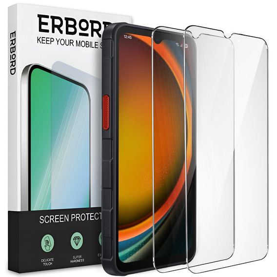 2x Szkło Hartowane do Samsung Galaxy Xcover 7 Pro, ERBORD 9H Hard Glass, szybka
