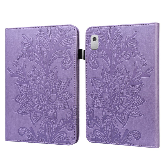 Etui z klapką do Lenovo Pad M9, flower, fioletowe
