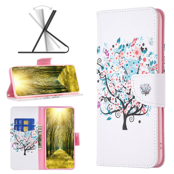 Etui z klapką do Oppo A38 4G / Oppo A18 4G, Wallet, Colorful Tree białe