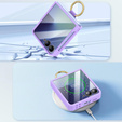 Etui Ring Holder do Samsung Galaxy Z Flip7 5G, ze szkłem na ekran zewnętrzny, fioletowe