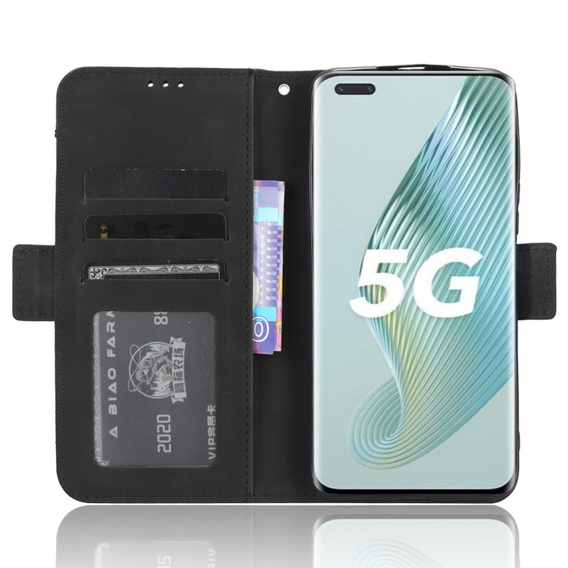 Etui z klapką do Honor Magic 5 Pro 5G, Card Slot, czarne