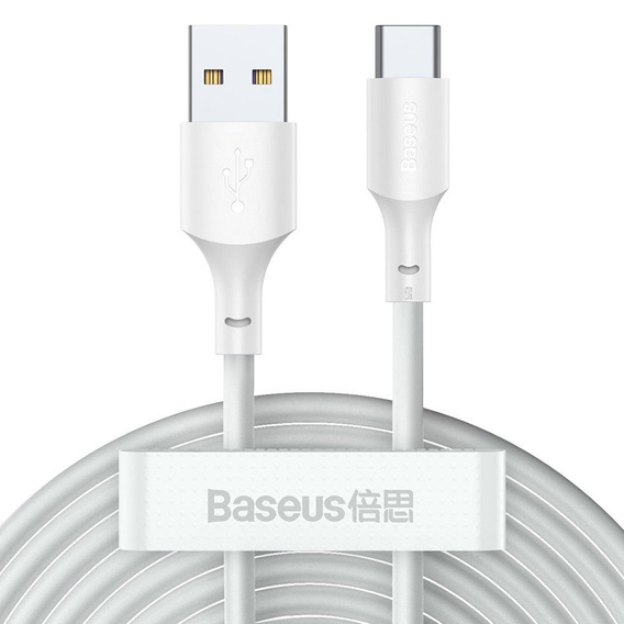 Baseus Simple Wisdom – zestaw 2 kabli USB-A do USB-C 1,5 m 5A - biały