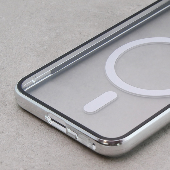 Etui Magnetic Dual Glass MagSafe do Samsung Galaxy S23, srebrne