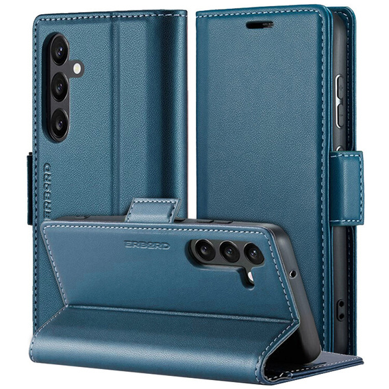Etui do Samsung Galaxy A16 / A16 5G, ERBORD Glossy Litchi, portfel z klapką, niebieskie