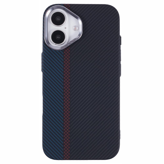 Etui do iPhone 16, Carbon Fiber MagSafe, czarne / niebieskie