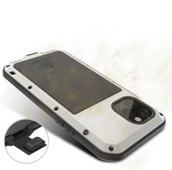 Etui Love Mei do iPhone 11, pancerne ze szkłem, srebrne