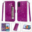 Etui z klapką do Samsung Galaxy A55, Wallet Zipper Pocket Glittery, fioletowe