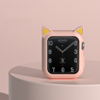 Etui Silikonowe do Apple Watch 4/5/6/SE 44mm, Kocie Uszy, Różowe