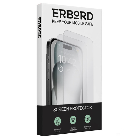 2x Szkło + szybka na aparat czarna do iPhone 15 Plus, ERBORD Hartowane 9H