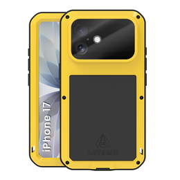 Etui Love Mei do iPhone 17, pancerne ze szkłem, żółte