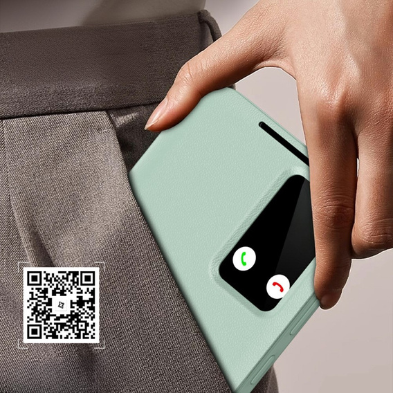 Etui do Samsung Galaxy S25 Edge – Smart View z kieszenią na kartę, zielone