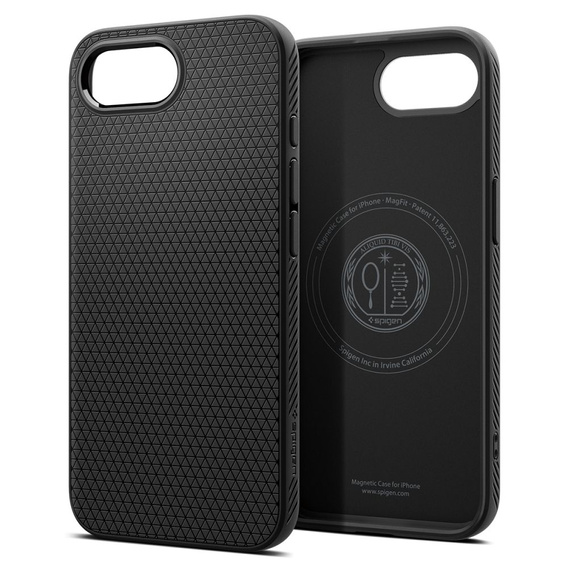 Etui Spigen do iPhone 16E, MagSafe, Liquid Air, czarne + Szkło Hartowane 9H