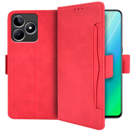Etui z klapką do Realme C53 4G, Card Slot, czerwone