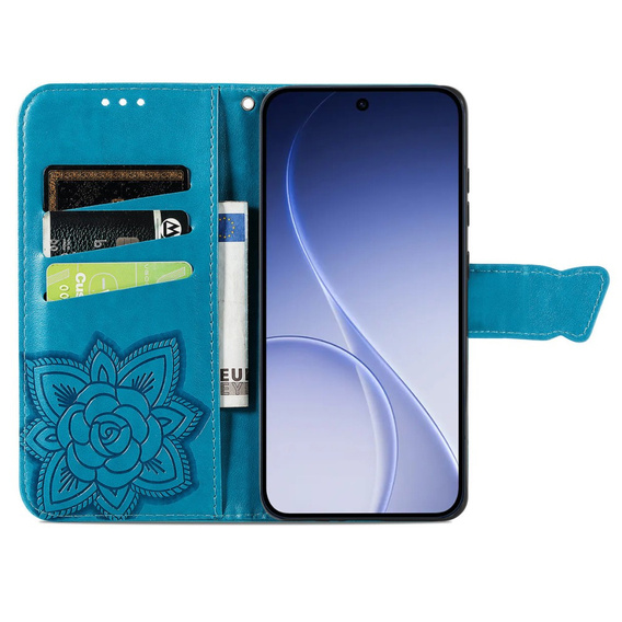 Etui z klapką do Oppo Reno 15 FS, Butterfly, niebieskie
