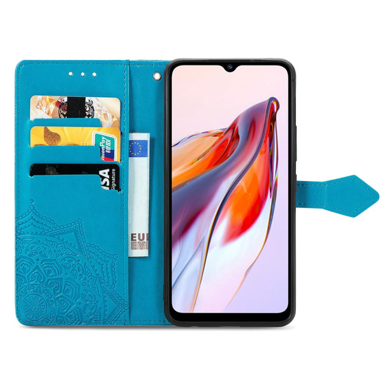Etui z klapką do Xiaomi Redmi 12C, Mandala, niebieskie