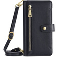 Etui z klapką do iPhone 14 Pro, Wallet Zipper Pocket, czarne