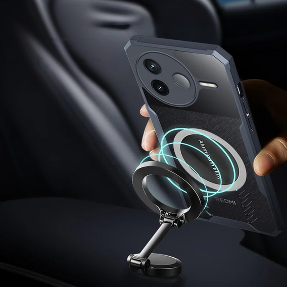 Etui do Xiaomi Poco F7 Pro, z blaszką magnetyczne, przezroczyste / czarne