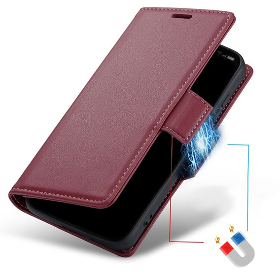 Etui do Motorola Moto G24 / G24 Power / G04, ERBORD Glossy Litchi, portfel z klapką, czerwone