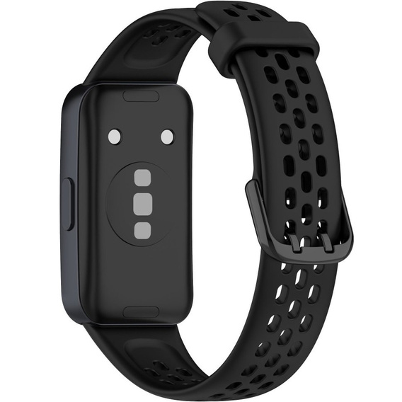 Pasek Silikonowy do Huawei Band 8 / Huawei Band 9 / Huawei Band 10, z dziurkami, Czarny