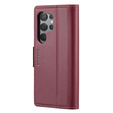 Etui do Samsung Galaxy S24 Ultra, ERBORD Glossy Litchi, portfel z klapką, czerwone