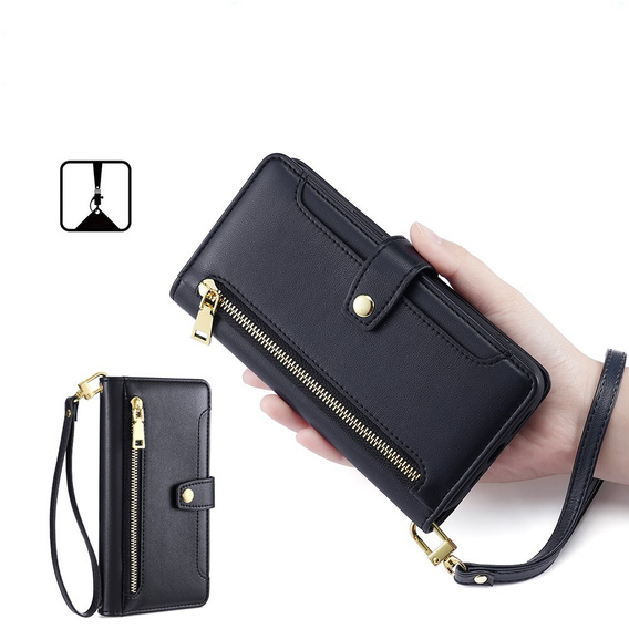 Etui z klapką do Realme 14 Pro 5G, Wallet Zipper Pocket, czarne