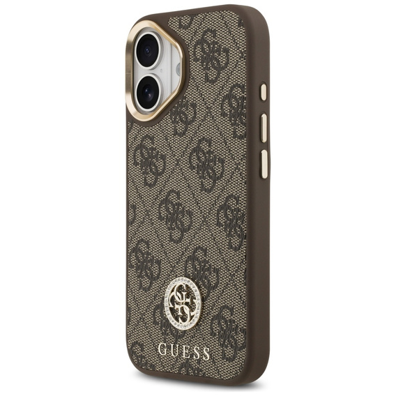 Etui GUESS do iPhone 17, 4G Strass Logo, do MagSafe, z paskiem, brązowe
