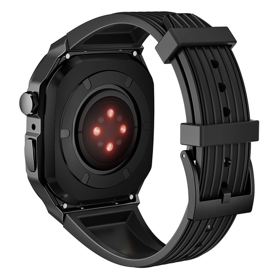 Pasek Silikonowy z Etui do Apple Watch 4/5/6/7/8/9/SE 44/45MM, Czarny