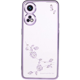Etui do Oppo Reno8 T 4G, Glitter Flower, fioletowe