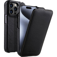 Etui MELKCO z klapką do iPhone 15 Pro Max, skórzane, flip, czarne