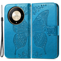 Etui z klapką do Honor Magic 6 Lite 5G, Butterfly, niebieskie