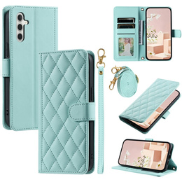 Etui z klapką do Samsung Galaxy S25 FE, Rhombus Crossbody Leather, zielone