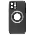 Etui do MagSafe do iPhone 12 Pro Max, Hole for Apple Logo, szare