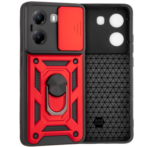 Etui pancerne do Xiaomi Poco X7 Pro 5G, CamShield Slide, czerwone
