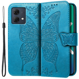 Etui z klapką do Motorola Moto G84, Butterfly, niebieskie