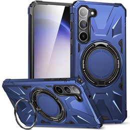 Etui do Samsung Galaxy S24, pancerne z podstawką i blaszką do uchwytu, niebieskie