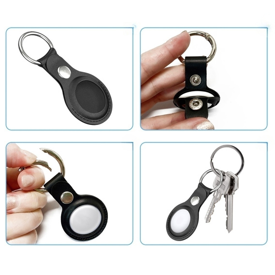 4x Etui do Apple AirTag 2 / 1, Obudowa PU Leather Grain, 4 kolory