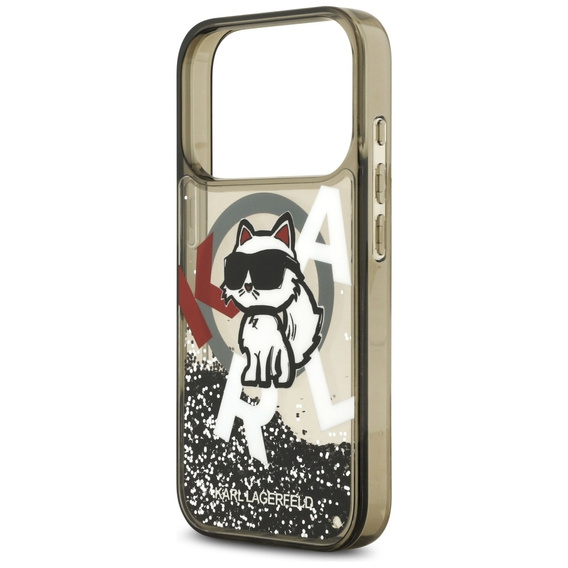 Etui Karl Lagerfeld do iPhone 17 Pro, Liquid Glitter Choupette MagSafe, czarne