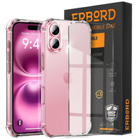 Etui do iPhone 16 Plus, Erbord Dropproof, przezroczyste + Szkło