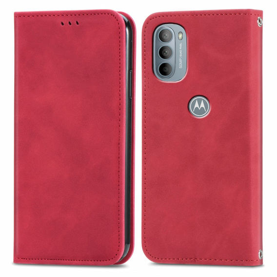 Etui Wallet do Motorola Moto G31 / G41, Vintage Style Smooth, Red